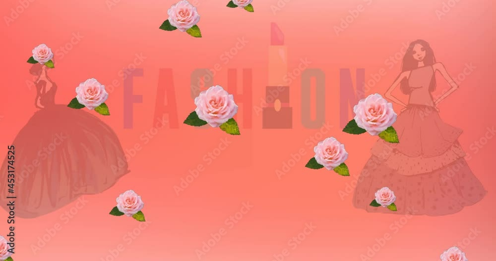 Animation of fashion drawing of model on pink background Animation of fashion drawing of model on pink background