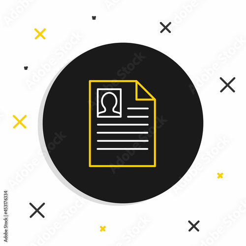 Line Resume icon isolated on white background. CV application. Searching professional staff. Analyzing personnel resume. Colorful outline concept. Vector