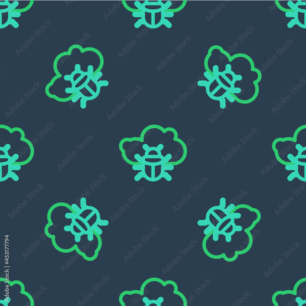 Line System bug on a cloud icon isolated seamless pattern on blue background. Cloud computing design concept. Digital network connection. Vector Line System bug on a cloud icon isolated seamless pattern on blue background. Cloud computing design concept. Digital network connection. Vector