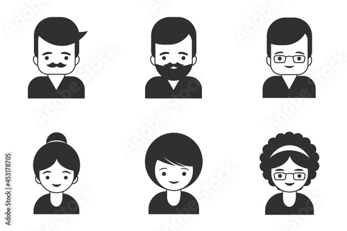 icons and avatars of people and business people. Man and woman icon