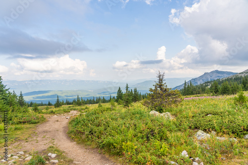Beautiful nature at the top of Mount Jeremel in the South Urals, Russia. photo