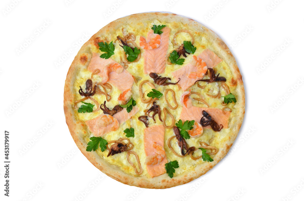 fresh italian classic original pizza top view isolated on white background fresh italian classic original pizza top view isolated on white background