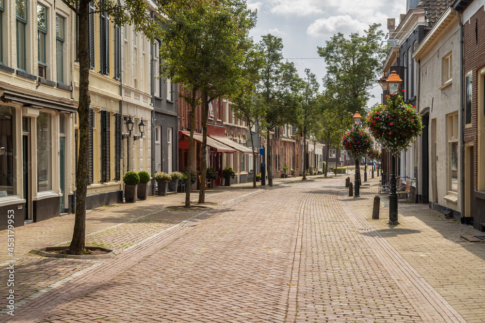 Picturesque street in the historic city center of Doesburg in the Achterhoek, the Netherlands.