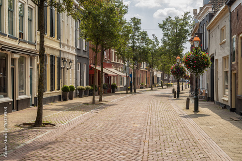 Picturesque street in the historic city center of Doesburg in the Achterhoek  the Netherlands.