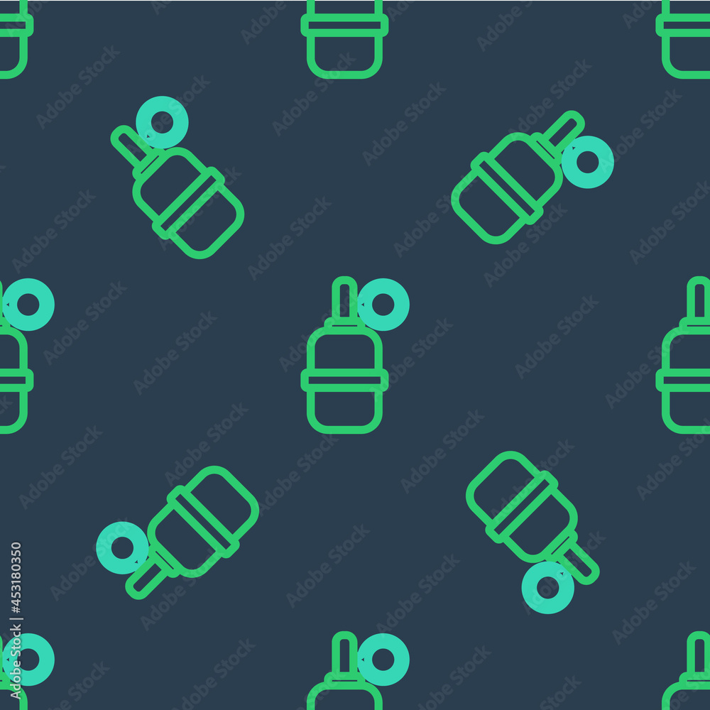 Line Hand grenade icon isolated seamless pattern on blue background. Bomb explosion. Vector Line Hand grenade icon isolated seamless pattern on blue background. Bomb explosion. Vector