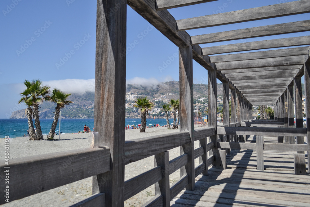 wooden structure on the beach of La Herradura