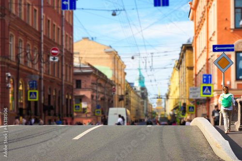 Gorokhovaya street in St. Petersburg  Russia. Perspective on Gorokhovaya street in the city center