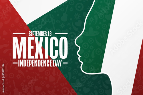 Happy Mexico Independence Day. September 16. Holiday concept. Template for background, banner, card, poster with text inscription. Vector EPS10 illustration.