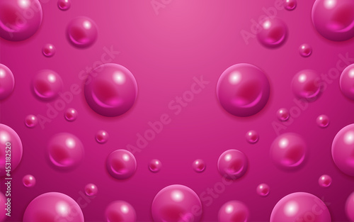 Realistic sphere geometric purple design elements circle bubble pattern with 3d pink ball beautiful background for poster, banner, placard