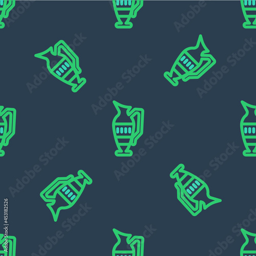 Line Ancient amphorae icon isolated seamless pattern on blue background. Vector
