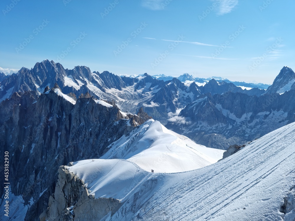 Beautiful panoramic view on the top of Mont Blanc