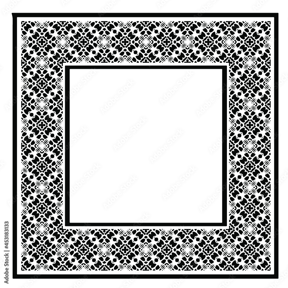 Black and white rectangle frame with linear border ornament, vector certificate template, decorative design element in retro style. Black and white rectangle frame with linear border ornament, vector certificate template, decorative design element in retro style.