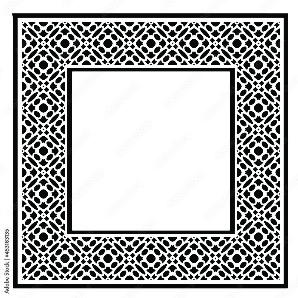 Black and white rectangle frame with linear border ornament, vector certificate template, decorative design element in retro style. Black and white rectangle frame with linear border ornament, vector certificate template, decorative design element in retro style.