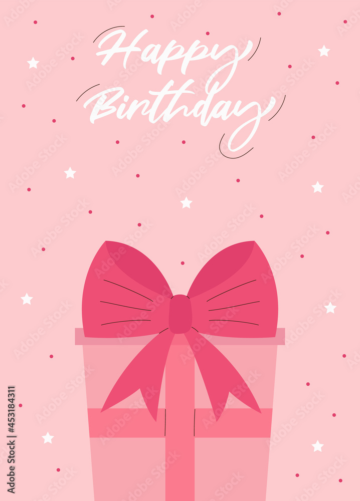 Happy birthday greeting card with gift box