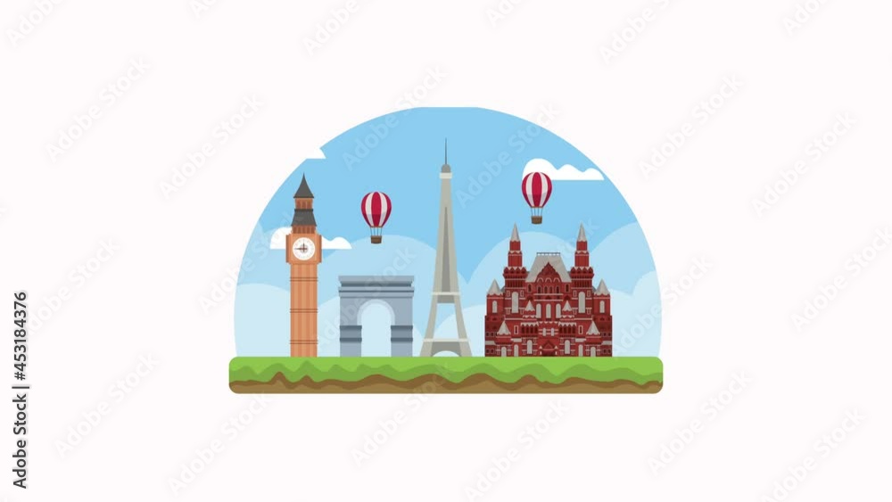 world tourism day animation with monuments landmarks world tourism day animation with monuments landmarks