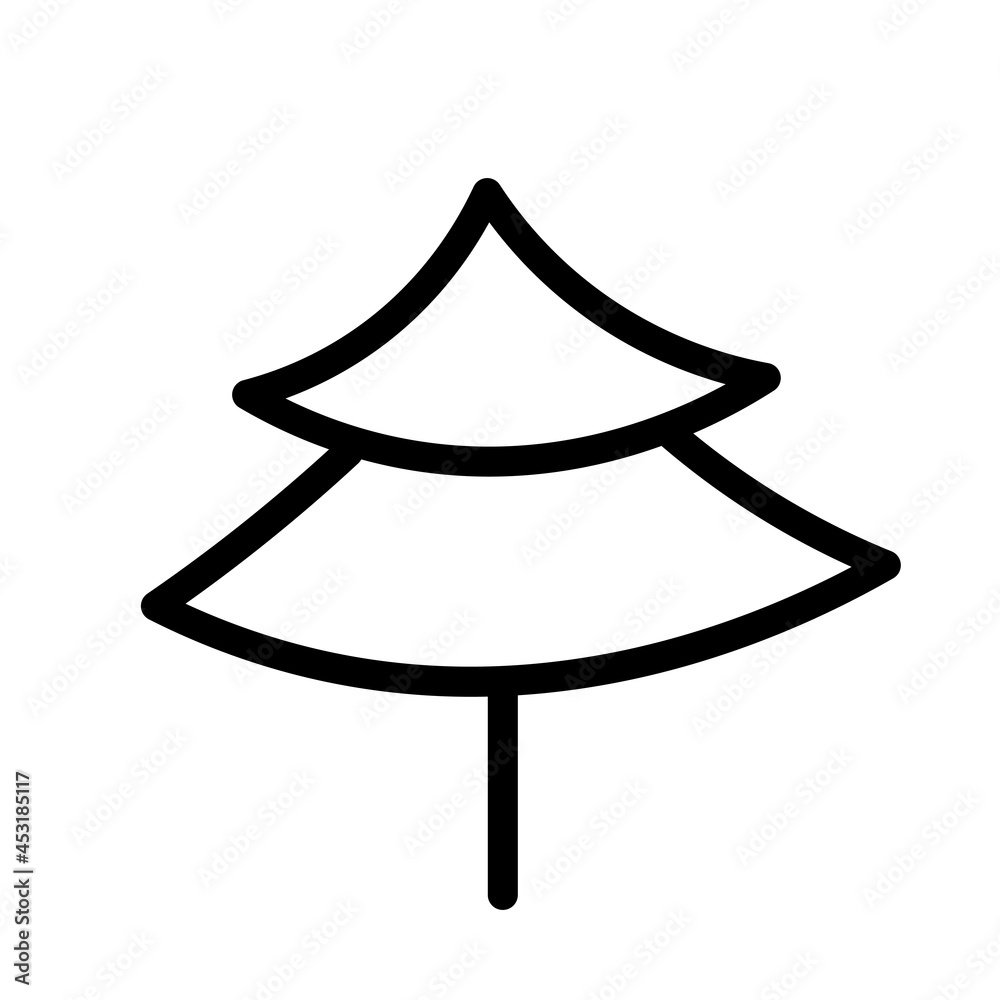 Black and white template fir tree icon. Vector symbol sign isolated on white background. Trees flat line icons set. Plants, landscape design. Business idea concept Black and white template fir tree icon. Vector symbol sign isolated on white background. Trees flat line icons set. Plants, landscape design. Business idea concept