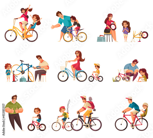 Cycle Family Icons Set