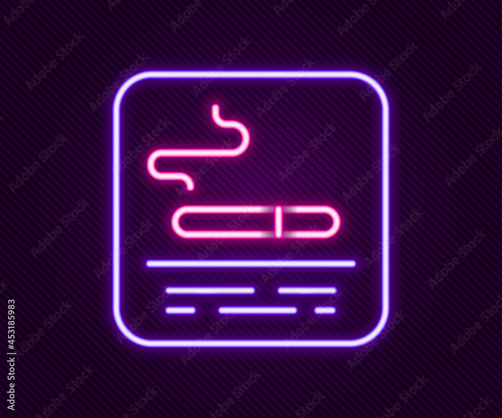 Glowing neon line Smoking area icon isolated on black background. Colorful outline concept. Vector Glowing neon line Smoking area icon isolated on black background. Colorful outline concept. Vector