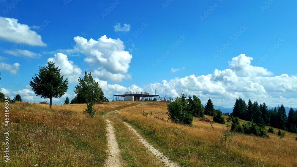 Mountain Ozren landscape on a sunny day, approaching peak, Bosnia and Herzegovina