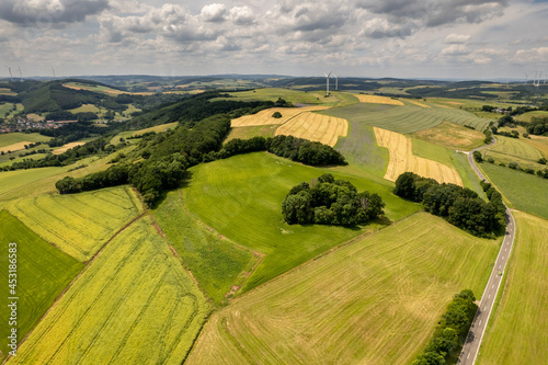 Aerial view of a landscape in Rhineland-Palatinate, Germany on the river Glan in the village Rehborn photo