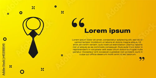 Black Tie icon isolated on yellow background. Necktie and neckcloth symbol. Vector