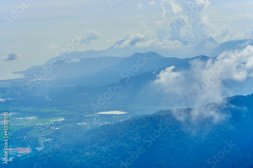 Natural landscape. Tropical island in Malaysia. Mountain jungle nature view from high viewpoint © Kate
