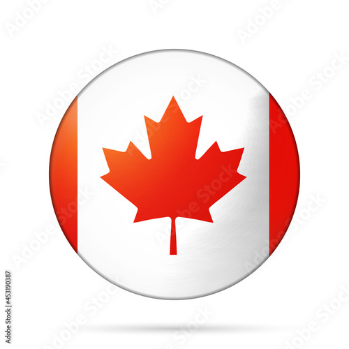 Glass light ball with flag of Canada. Round sphere, template icon. Canadian national symbol. Glossy realistic ball, 3D abstract vector illustration highlighted on a white background. Big bubble