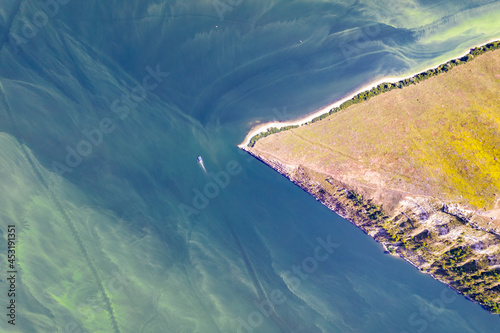 Aerial view on the coast of the Dniester River