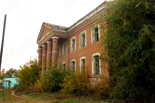 the ruins of the old brick Lutheran church of the Volga Germans