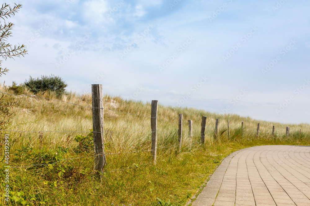 Sea sky and sand dune landscape