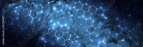 Futuristic Hexagon background. Blue Hexagonal pattern. Modern vector illustration