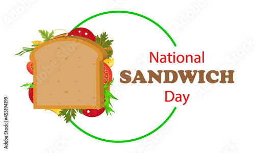 National sandwich day logo, vector art illustration.