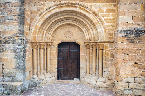 Medieval Arch Doorway Entrance into Church San Andrés along the Way of St James Pilgrim Trail Camino de Santiago