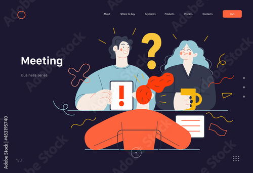 Business topics - meeting, web template. Modern flat vector
