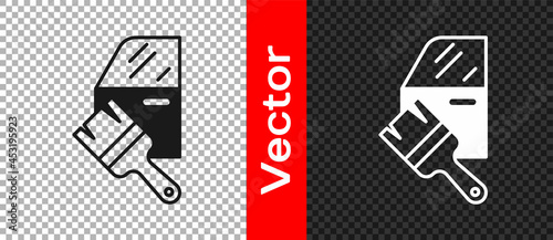 Black Car painting icon isolated on transparent background. Car body repair process. Vector
