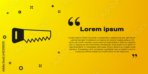 Black Hand saw icon isolated on yellow background. Vector