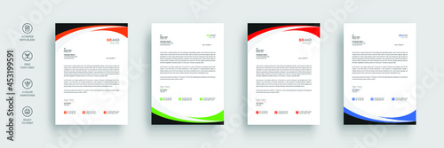Letterhead template in flat style, letterhead set or bundle, business letterhead