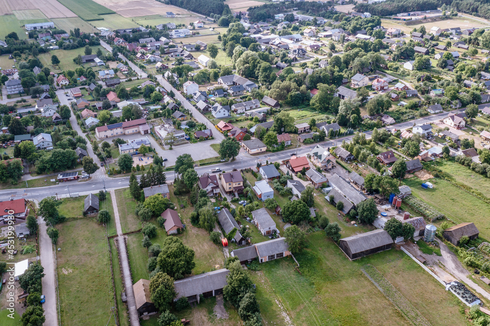 Drone view of Liw, small village in Wegro County, Masovia region of Poland