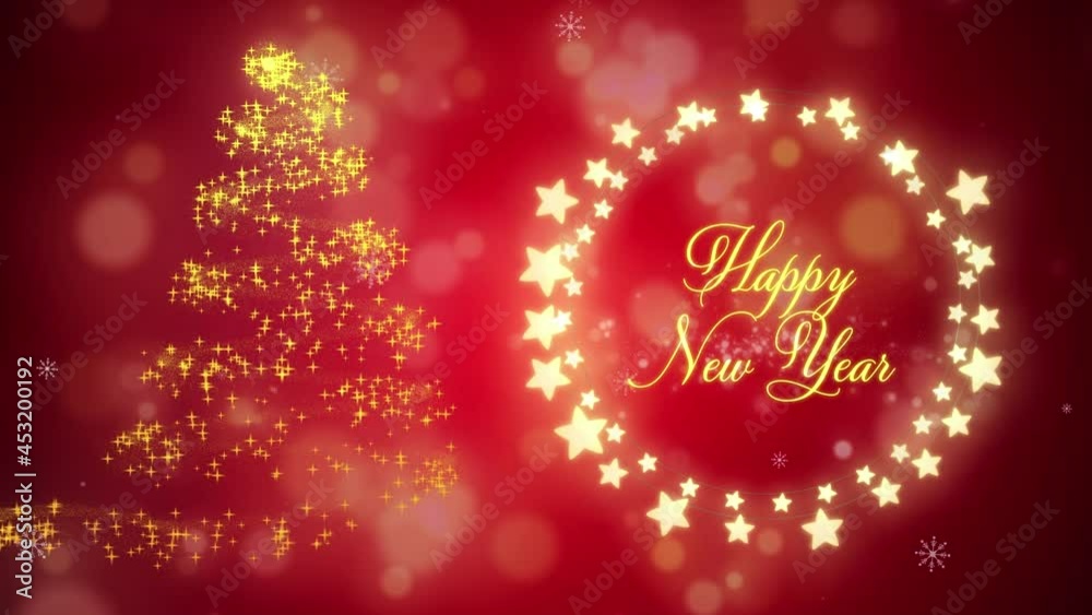 Animation of christmas tree and greetings in fairy lights frame over red background Animation of christmas tree and greetings in fairy lights frame over red background