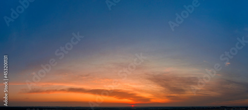 Dawn sky, sunbeams and dreams, morning panorama. © maykal