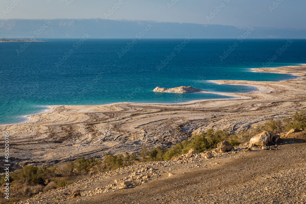 Dead Sea coast, view from road number 65 in Karak Governorate, Jordan