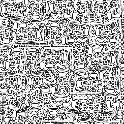 Fototapeta Naklejka Na Ścianę i Meble -  vector seamless pattern Abstract Modern Shapes . Simple geometric pattern  with different figures. Artistic folk shapes.