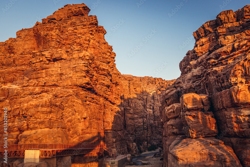 View on Mujib river canyon in Madaba region of Jordan