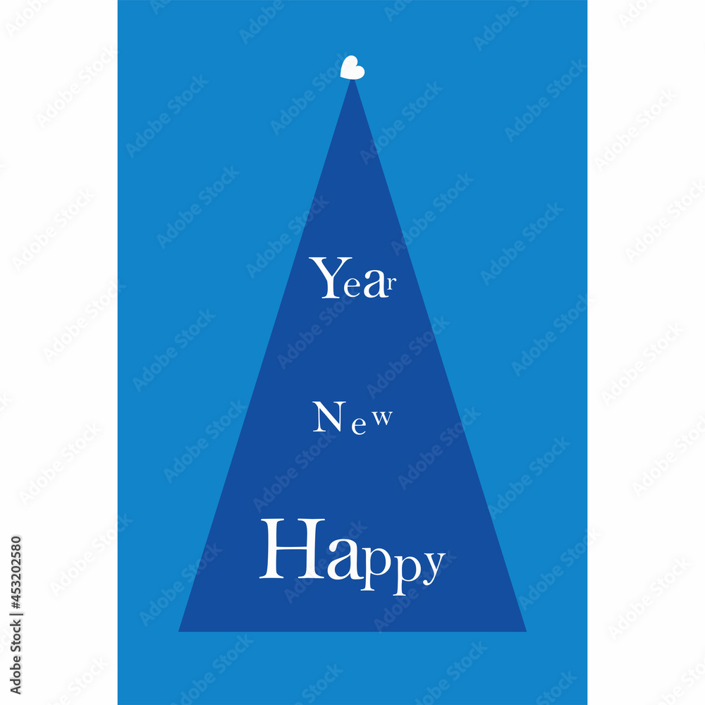 Festive holiday card in blue, Christmas tree and decorations, vector Festive holiday card in blue, Christmas tree and decorations, vector