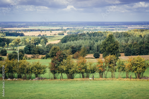 View from Dylewska Mountain in Dylewo Hills Landscape Park, Warmia and Mazury region of Poland photo
