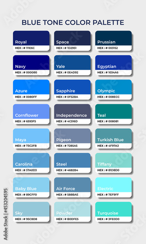 blue tone color palettes pantone swatch sets