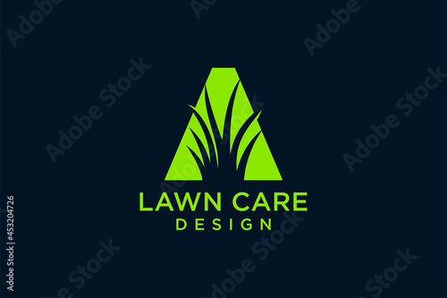 Letter A with Grass Logo template vector icon illustration design