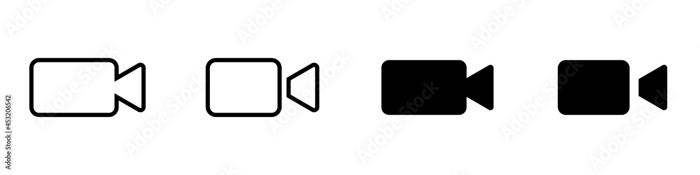 Conjunto de icono de cámara de video. Concepto de videograbadora. Ilustración vectorial Conjunto de icono de cámara de video. Concepto de videograbadora. Ilustración vectorial