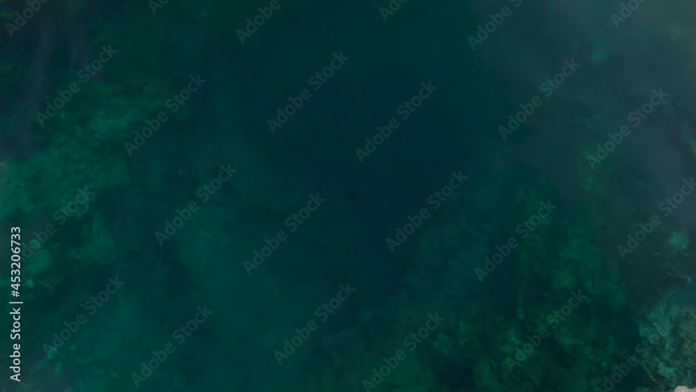 Aerial view from the drone of the landscape of blue mineral lake with clear water. Russia, Samara region, Blue lake Aerial view from the drone of the landscape of blue mineral lake with clear water. Russia, Samara region, Blue lake