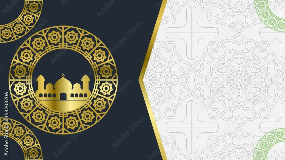 Ultra Resolution 4K 60 Fps luxury golden Islamic mosque looping video ...